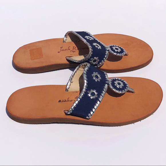 JACK ROGERS BOATING JACK SANDAL NAVY & SILVER  11 - Picture 2 of 10